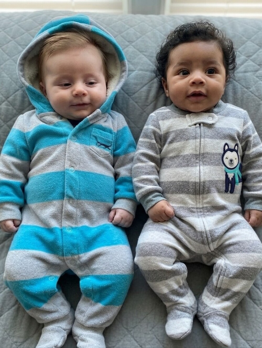 Carter's 6M Striped Blue and Gray Kids One Piece Set